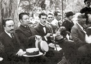 Jose Vasconcelos and Diego Rivera During an Outdoor Event at Chapultepec Park, Mexico City, 1921